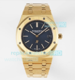 AP Royal Oak Jumbo Extra-Thin Gold 39MM Swiss Replica Watch Black Dial